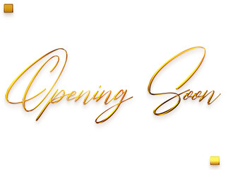 Obraz premium Opening Soon Invitation of Transparent PNG Gold Cursive Typography Text