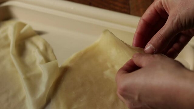 Homemade phyllo dough. Base for classic spring rolls and shrimp rolls,