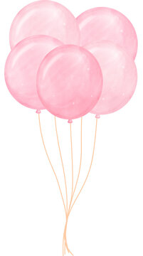 Cute Sweet Pink Pastel Balloons Bunch Watercolour 