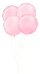 cute sweet pink pastel balloons bunch watercolour 