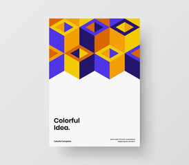 Isolated mosaic shapes journal cover illustration. Vivid booklet A4 vector design concept.