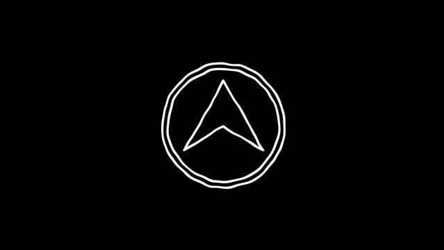 Sign or symbol of a up side on black background. White Highlight Elements. Doodle loop animation.  doodle style on transparent background. Jittery Artistic Motion. scribble animation. 
