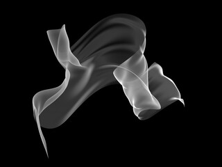 White fabric textile on wind. cloth fluttering