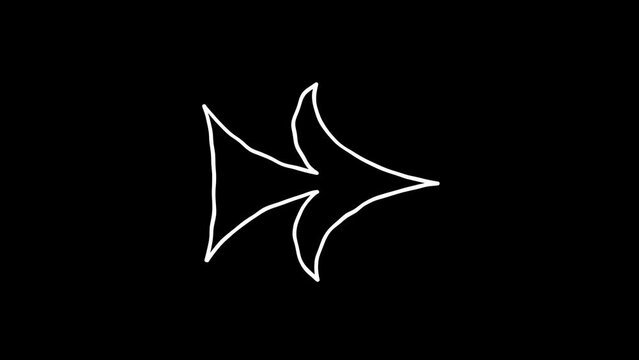 sign or symbol of a left to right side. White Highlight Elements. Doodle loop animation.  doodle style on transparent background. Jittery Artistic Motion. scribble animation. 