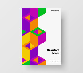 Unique geometric shapes booklet layout. Isolated corporate cover vector design illustration.