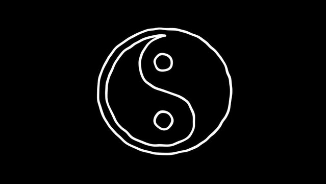 yin yang symbol animation. White Highlight Elements. Doodle loop animation.  doodle style on transparent background. Jittery Artistic Motion. scribble animation. 