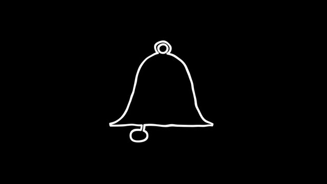 illustration animation of a bell. White Highlight Elements. Doodle loop animation.  doodle style on transparent background. Jittery Artistic Motion. scribble animation. 
