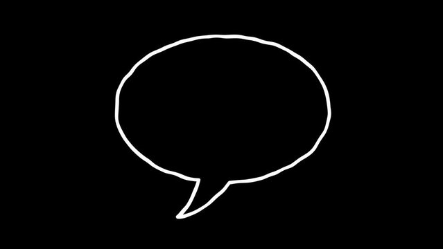 black and white bubble speech animation. White Highlight Elements. Doodle loop animation.  doodle style on transparent background. Jittery Artistic Motion. scribble animation. 