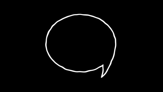 black and white bubble speech animation. White Highlight Elements. Doodle loop animation.  doodle style on transparent background. Jittery Artistic Motion. scribble animation. 