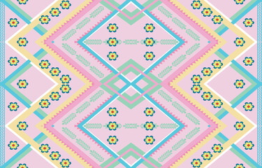 Geometric ethnic seamless pattern design. Aztec fabric carpet 