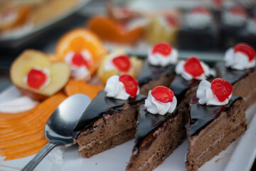 chocolate cake with strawberries