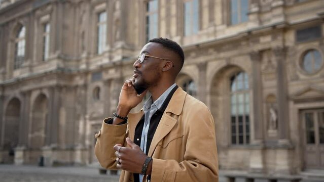  Dark-skinned Handsome Man having a Slow walk in the Town