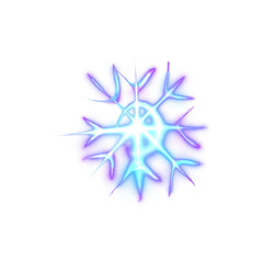 Blue glowing transparent snowflake, isolated icon. Merry Christmas and Happy New Year. Simple neon light. Shining winter, xmas lamp. Fluorescent, luminescent illumination. Png