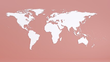 3D World map or Earth map on Pink background, 3d rendering 01 
