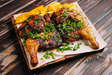 roasted chicken Piri Piri with french fries