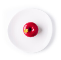 Round cake Raspberry dessert in red glaze