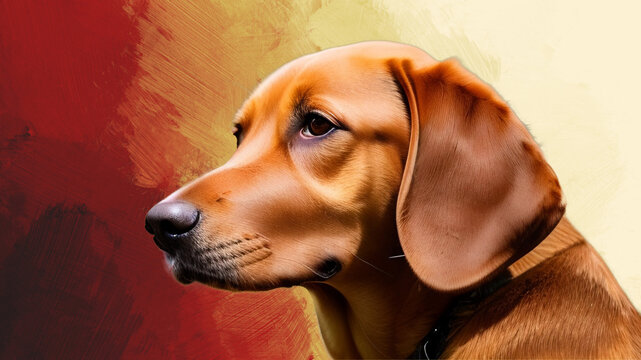 Golden dog on the background of the German flag