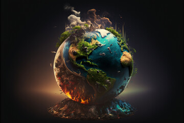Concept of global warning, climate change and dying Earth. - obrazy, fototapety, plakaty