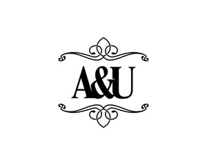 Obraz premium Letter A&U With Ornament Frame Logo Design 001