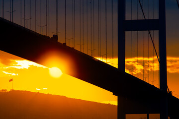 sunset over the bosphorus bridge