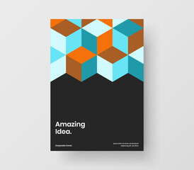 Vivid geometric tiles booklet layout. Isolated corporate identity vector design illustration.