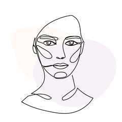 Woman Monoline Face Portrait Abstract Aesthetic Minimalist Poster Decoration Element Icon Vector Illustration Pattern Background