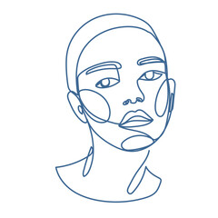 Woman Monoline Face Portrait Abstract Aesthetic Minimalist Poster Decoration Element Icon Vector Illustration Pattern Background