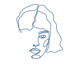 Woman Monoline Face Portrait Abstract Aesthetic Minimalist Poster Decoration Element Icon Vector Illustration Pattern Background