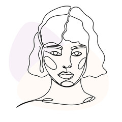Woman Monoline Face Portrait Abstract Aesthetic Minimalist Poster Decoration Element Icon Vector Illustration Pattern Background