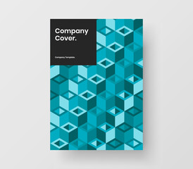 Fresh geometric tiles banner illustration. Abstract corporate cover design vector layout.