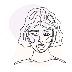 Woman Monoline Face Portrait Abstract Aesthetic Minimalist Poster Decoration Element Icon Vector Illustration Pattern Background