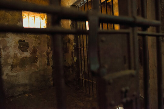 dirty prison or jail behind bars in the American West