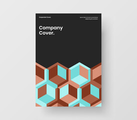 Premium handbill A4 design vector template. Original mosaic hexagons company brochure concept.