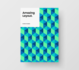 Clean pamphlet A4 design vector layout. Vivid mosaic pattern handbill template.
