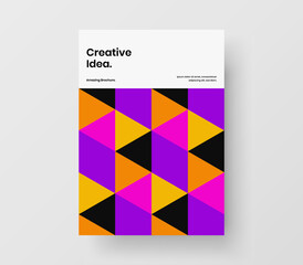 Colorful booklet vector design illustration. Original geometric tiles company cover concept.
