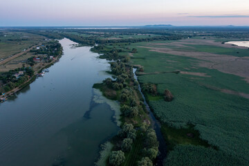 Fototapeta na wymiar Sunset in the Danube Delta at Mila 23 Romania 