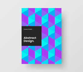 Isolated company brochure vector design template. Bright mosaic shapes placard illustration.