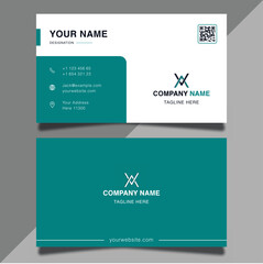 Modern green business card template, double-sided card design