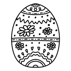 Easter egg in hand drawn doodle style. Coloring book for children.