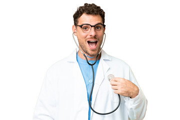 Brazilian doctor man over isolated chroma key background