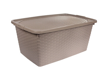 Plastic utensils for home use on a white background