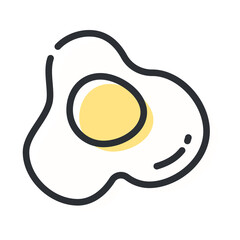 Fried egg linear icon. Food symbol. Logo concept. Vector illustration isolated on white background.