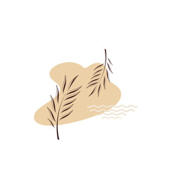 beige minimalist leaf and water canvas print logo