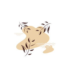 minimalist leaf and water canvas print logo design