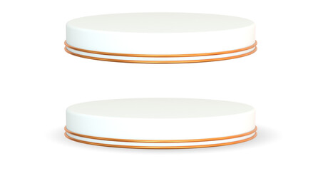 podium blanc et doré, 1 sans ombre et 1 avec ombre - rendu 3D