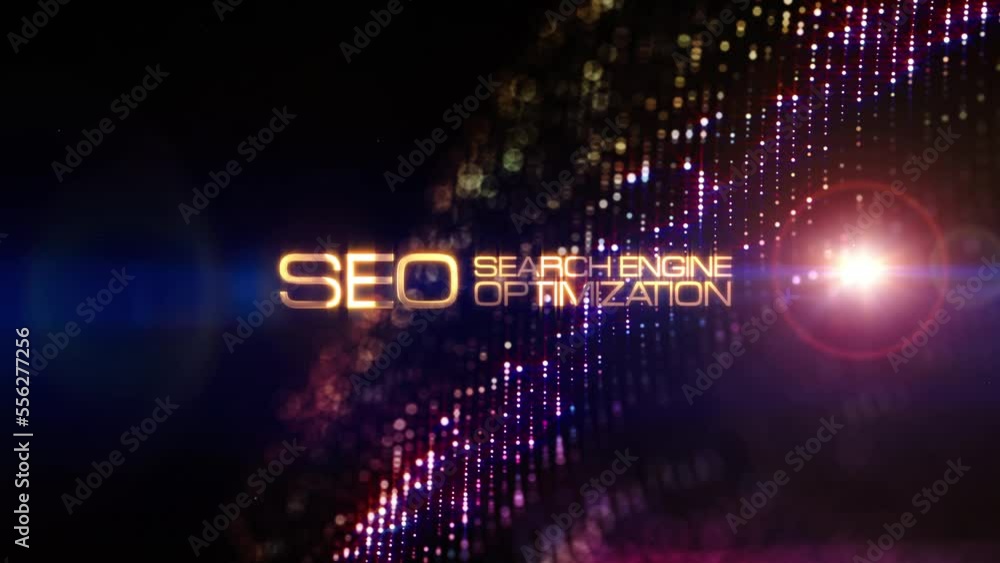 Poster seo search engine optimization text abstract science technology futuristic 3d cinematic title backgr