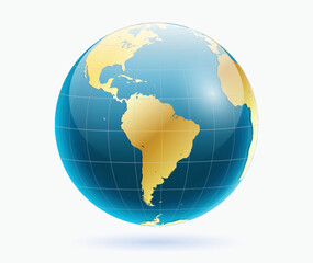 set of realistic earth globe glossy isolated. 