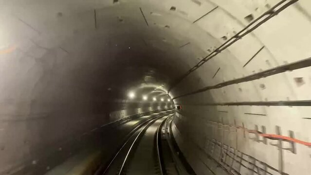 Subway Train Moving Forward. Singapore mrt subway