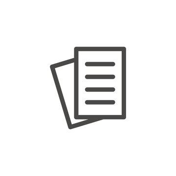 Document icon. An image of two A4 sheets, one above the other, a simple text part on the title page. A simple linear vector on a white background.
