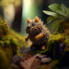 tiny cute wooly creature in the forest